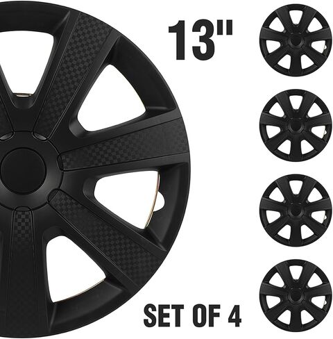 SCITOO Quick-Install 16-Inch Black hubcaps (Set of 4) for Cars, Trucks, SUVs, Universal Compatibility, Elegant & Rust-Proof in Saudi Arabia