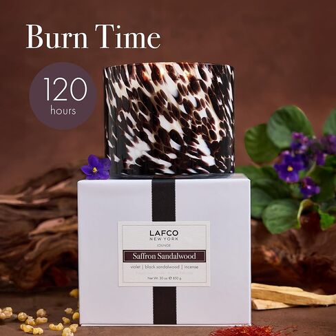 LAFCO New York 3-Wick Candle, Chamomile Lavender - 30 oz - 120-Hour Burn Time - Reusable, Hand Blown Glass Vessel - Made in The USA in Kuwait