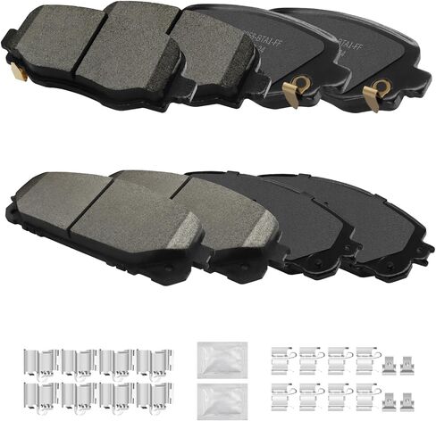 مجموعات وسادات الفرامل الأمامية والخلفية من السيراميك مع مجموعة الأجهزة، متوافقة مع 2014 2015 2016 2017 2018 2019 2020 2021 2022 جيب شيروكي مع فرجار أمامي مزدوج المكبس (D1734، D1843) in Kuwait