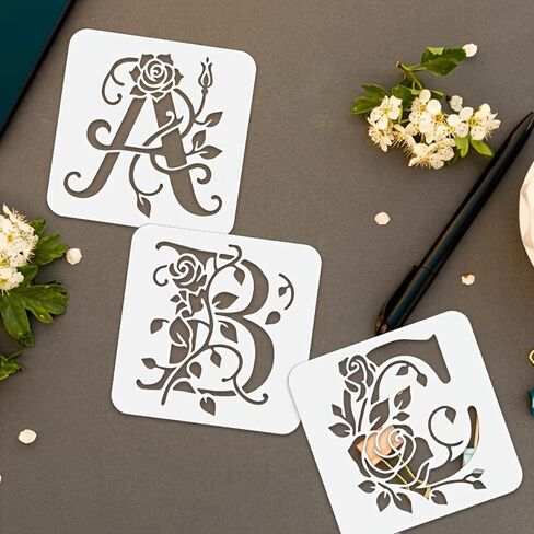 36 Pcs Alphabet Stencils Set, 4 Inch Reusable Plastic Letter Number Templates, DIY Craft Painting Stencils for Wood Fabric in Saudi Arabia