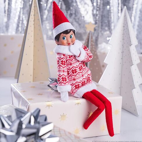 The Elf on the Shelf Scout Elf with Blue Eyes, Christmas Tradition Book Set with Claus Couture Snowflake Sweetie Fair Isle Dress, Red and White in Saudi Arabia