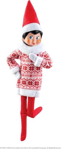 The Elf on the Shelf Scout Elf with Blue Eyes, Christmas Tradition Book Set with Claus Couture Snowflake Sweetie Fair Isle Dress, Red and White in Saudi Arabia