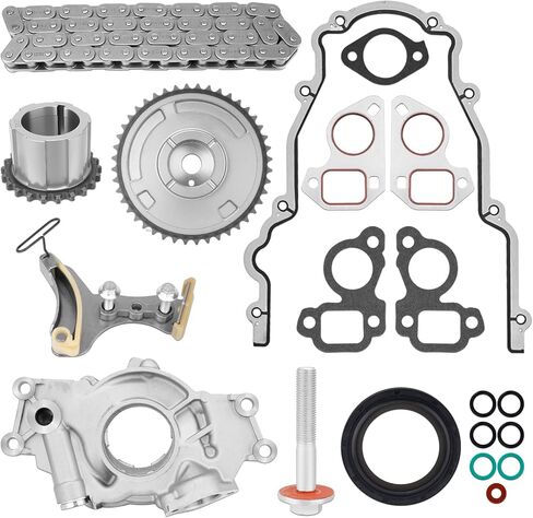 مجموعة سلسلة التوقيت مع مضخة زيت M295HV ومجموعة حشية الغطاء المتوافقة مع Chevy Camaro Express Silverado Tahoe، GMC Sierra Yukon، Cadillac CTS 4.8L 5.3L 6.0L 6.2L V8، استبدال # 12646386 12591689 in Saudi Arabia