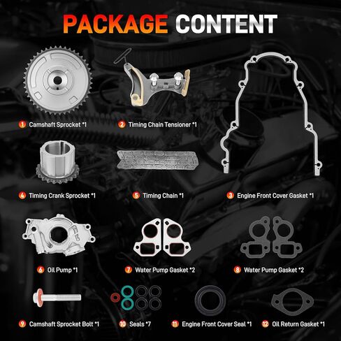 مجموعة سلسلة التوقيت مع مضخة زيت M295HV ومجموعة حشية الغطاء المتوافقة مع Chevy Camaro Express Silverado Tahoe، GMC Sierra Yukon، Cadillac CTS 4.8L 5.3L 6.0L 6.2L V8، استبدال # 12646386 12591689 in Saudi Arabia