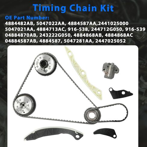 Timing Chain Kit w/VVT Gear Sprocket Valve Cover Gasket Set Fit for Dodge Caliber Journey Jeep Compass Patriot Chrysler 200 Sebring 2.0L 2.4L 2007-2017 5047022AA 5047021AA 4884868AB VS50698R in Saudi Arabia