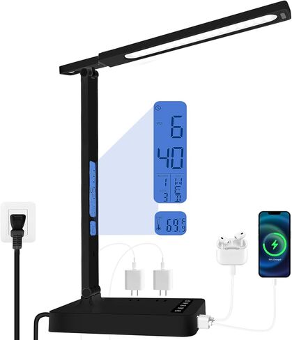 مصباح مكتب LED من كاريدي، مصباح طاولة قابل للتعتيم مع منفذ شحن USB، 5 أوضاع إضاءة، تحكم حساس، ضوء مكتب محمول قابل للطي لقراءة غرفة نوم المكتب المنزلي (أبيض، حجم قياسي - 13.3 بوصة) in Saudi Arabia