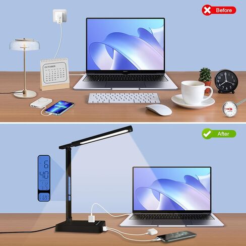 مصباح مكتب LED من كاريدي، مصباح طاولة قابل للتعتيم مع منفذ شحن USB، 5 أوضاع إضاءة، تحكم حساس، ضوء مكتب محمول قابل للطي لقراءة غرفة نوم المكتب المنزلي (أبيض، حجم قياسي - 13.3 بوصة) in Saudi Arabia