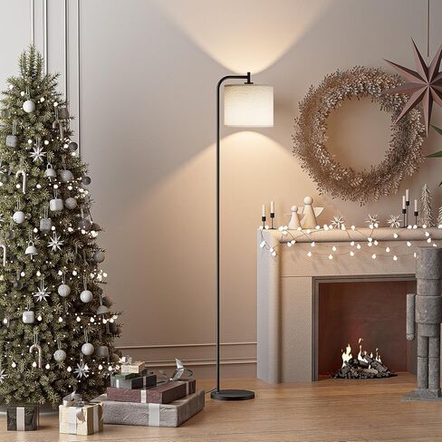 Floor Lamp with Linen Shade, Dimmable Tall Standing Lamp with Remote Control & 3 Color Temperatures, Modern Corner Floor Lamps for Living Room Bedroom Office, 9W LED Bulb Included in Saudi Arabia