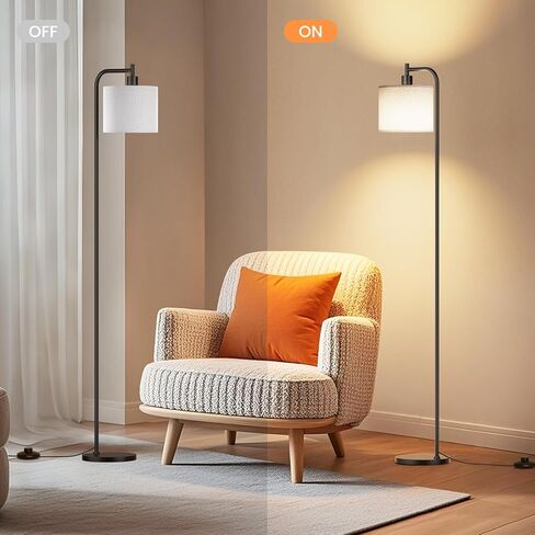 Floor Lamp with Linen Shade, Dimmable Tall Standing Lamp with Remote Control & 3 Color Temperatures, Modern Corner Floor Lamps for Living Room Bedroom Office, 9W LED Bulb Included in Saudi Arabia