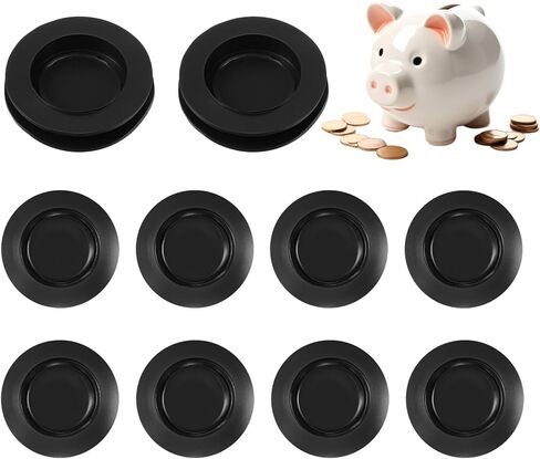 10 Pcs Piggy Bank Stopper, Outer Diameter 1.45 Inch Rubber Stopper Black Round Piggy Bank Plug Inner Diameter 1.02 Inch Rubber Stoppers Replacement for Men Women Coin Banks Saving Box in Saudi Arabia
