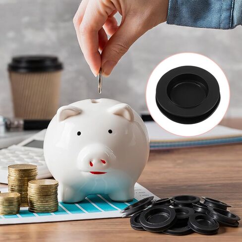 10 Pcs Piggy Bank Stopper, Outer Diameter 1.45 Inch Rubber Stopper Black Round Piggy Bank Plug Inner Diameter 1.02 Inch Rubber Stoppers Replacement for Men Women Coin Banks Saving Box in Saudi Arabia