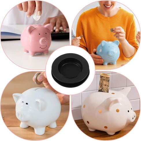 10 Pcs Piggy Bank Stopper, Outer Diameter 1.45 Inch Rubber Stopper Black Round Piggy Bank Plug Inner Diameter 1.02 Inch Rubber Stoppers Replacement for Men Women Coin Banks Saving Box in Saudi Arabia