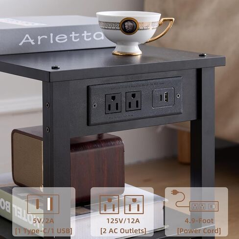 Lerliuo Under Desk Printer Stand with Charging Station, 2 Tier Wooden Small Printer Table with Storage, Rolling Printer Cart Shelf with Lockable Wheels for Home, Office (White) in Saudi Arabia