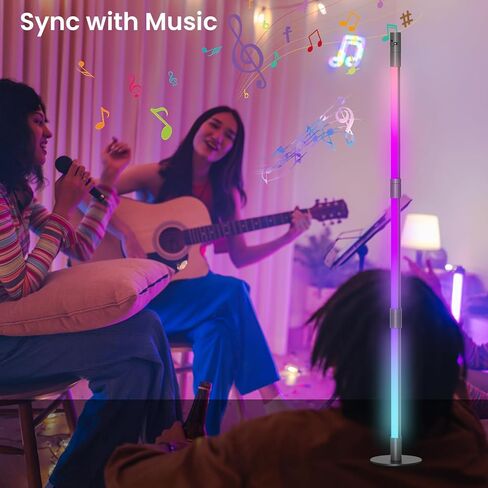 Nisocy RGBWIC LED Corner Floor Lamp – Smart Ambient Light with Bluetooth App & Remote Control, Music Sync, Color Changing, Mood Lighting for Bedroom, Living Room, Gaming Setup, Home Decor in Saudi Arabia