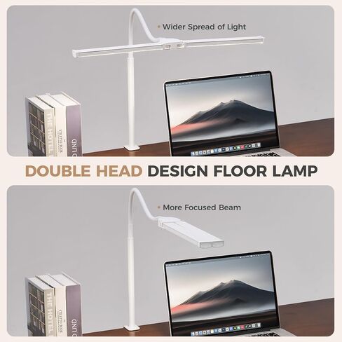 مصباح مكتب LED للمكتب المنزلي، ضوء معماري مزدوج الرأس مع مشبك، مشبك شاشة الكمبيوتر على الضوء، 3 أوضاع و10 سطوع، رقبة أوزة مرنة قابلة للتعديل، مصباح مهام الطاولة، أسود in Kuwait