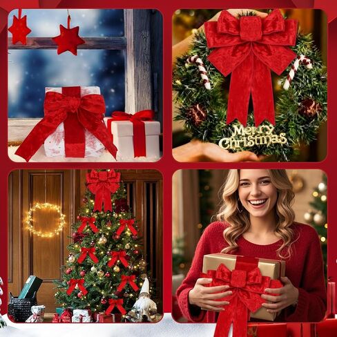FOIMAS Christmas Red Velvet Ribbon, 2.5 Inch x 10 Yards Wired Velvet Christmas Tree Ribbon with Wired Edge for Xmas Tree Topper Bow Making Gift Wrapping Xmas Decoration Crafts in Saudi Arabia