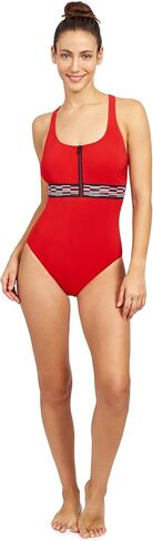 Gottex Women's Free Sport Sprint Solid Round Neck One Piece Swimsuit with Zip in Saudi Arabia