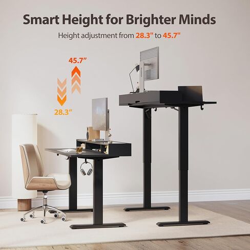 مكتب قائم من الزجاج Agilestic مع مساحة تخزين، مكتب كهربائي قابل للتعديل مقاس 48 بوصة مع رف زجاجي، طاولة كمبيوتر مكتبية للجلوس والوقوف في المنزل، لوحة توصيل، أبيض in Kuwait