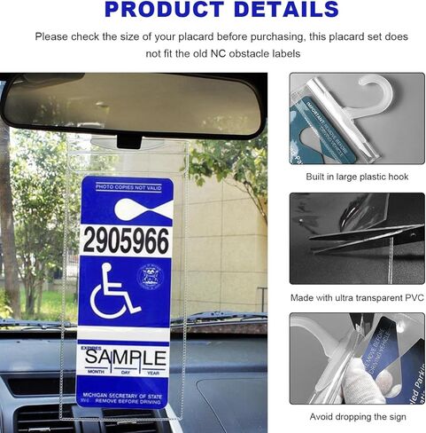 2 PCS Handicap Placard Holder, 11.6"×5" Disabled Parking Permit Sign Protector with Large Hanger, Ultra Transparent PVC Sleeve Handicapped Placard Holder for Rear View Mirror in Saudi Arabia