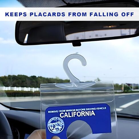 2 PCS Handicap Placard Holder, 11.6"×5" Disabled Parking Permit Sign Protector with Large Hanger, Ultra Transparent PVC Sleeve Handicapped Placard Holder for Rear View Mirror in Saudi Arabia