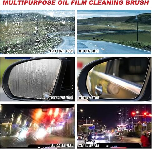 Automotive Oil Film Cleaning Brush New Glass Coating for Windshield Glass Oil Film Remover,Clear Vision Glass Cleaner with Refill for Windshield Improves Clarity and Visibility(1PCS) in Kuwait