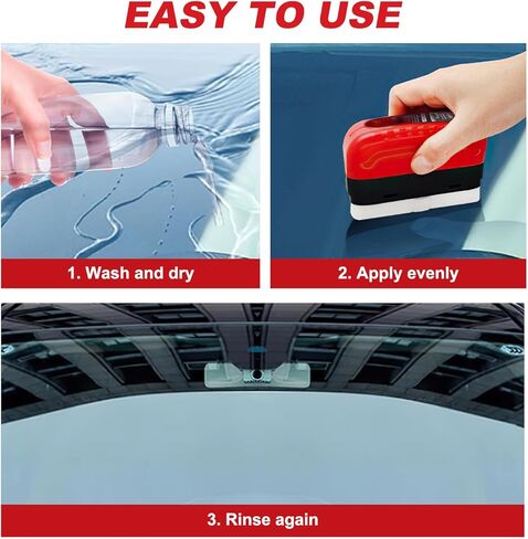 Automotive Oil Film Cleaning Brush New Glass Coating for Windshield Glass Oil Film Remover,Clear Vision Glass Cleaner with Refill for Windshield Improves Clarity and Visibility(1PCS) in Kuwait