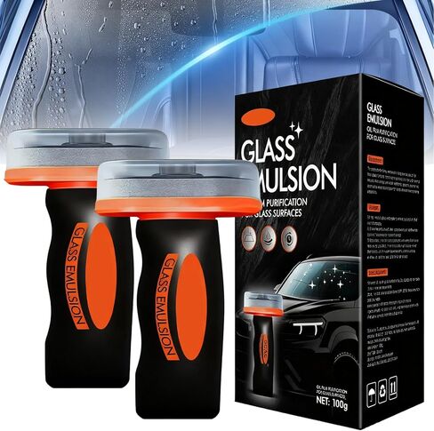 Glass Oil Film Remover for Car, Automotive Glass Cleaner with Cleaning Board,Removes Oil Film & Smudges, Improve Windshield Clarity for Safe Driving(2pcs) in Saudi Arabia