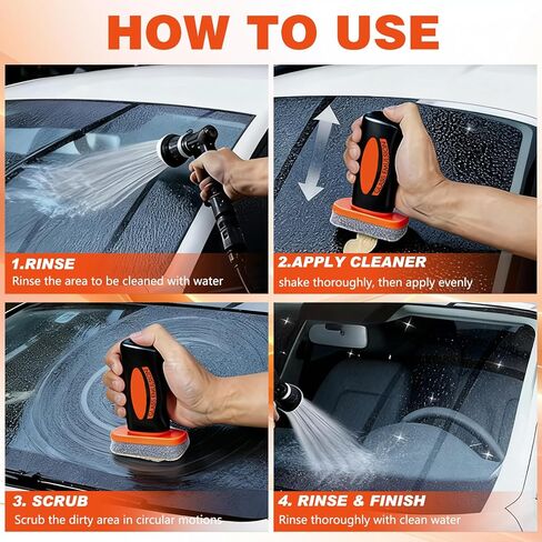 Glass Oil Film Remover for Car, Automotive Glass Cleaner with Cleaning Board,Removes Oil Film & Smudges, Improve Windshield Clarity for Safe Driving(2pcs) in Saudi Arabia