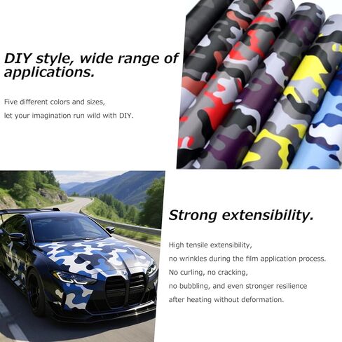 Camouflage Car Sticker,Zcargel Motorcycle Modified Garland Stickers, Camouflage Camo Vinyl Wrap Decal Sticker (red 152 * 50CM) in Saudi Arabia
