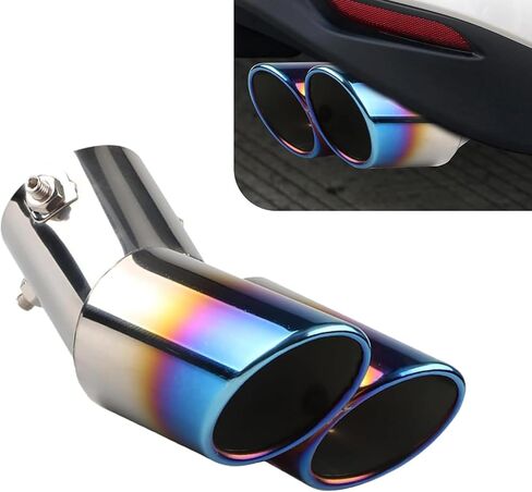 Dual Exhaust Tips, Stainless Steel Car Muffler Exhausts with Bolt, 2.48" Double Outlet Bending Auto Tail Pipe Muffler Tip, Universal Car Exhaust Pipe Modification Accessories (Black) in Saudi Arabia