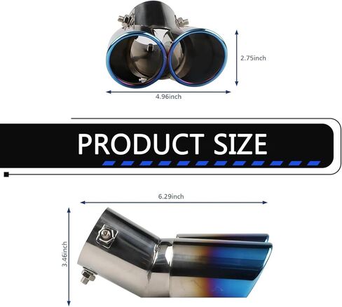 Dual Exhaust Tips, Stainless Steel Car Muffler Exhausts with Bolt, 2.48" Double Outlet Bending Auto Tail Pipe Muffler Tip, Universal Car Exhaust Pipe Modification Accessories (Black) in Saudi Arabia