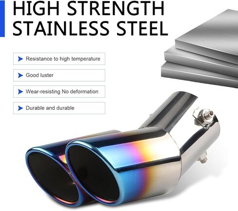 Dual Exhaust Tips, Stainless Steel Car Muffler Exhausts with Bolt, 2.48" Double Outlet Bending Auto Tail Pipe Muffler Tip, Universal Car Exhaust Pipe Modification Accessories (Black) in Saudi Arabia