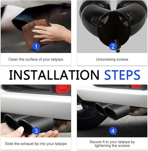 Dual Exhaust Tips, Stainless Steel Car Muffler Exhausts with Bolt, 2.48" Double Outlet Bending Auto Tail Pipe Muffler Tip, Universal Car Exhaust Pipe Modification Accessories (Black) in Saudi Arabia