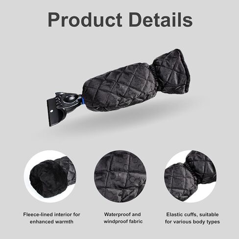 Ice Scraper with Glove - Waterproof Ice Scrapers Snow Removal Tool for Car Windshield, SUV, Truck - Comfortable Mitt Glove for Quick Ice & Snow Removal (Blue) in Saudi Arabia