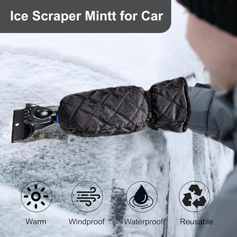 Ice Scraper with Glove - Waterproof Ice Scrapers Snow Removal Tool for Car Windshield, SUV, Truck - Comfortable Mitt Glove for Quick Ice & Snow Removal (Blue) in Saudi Arabia