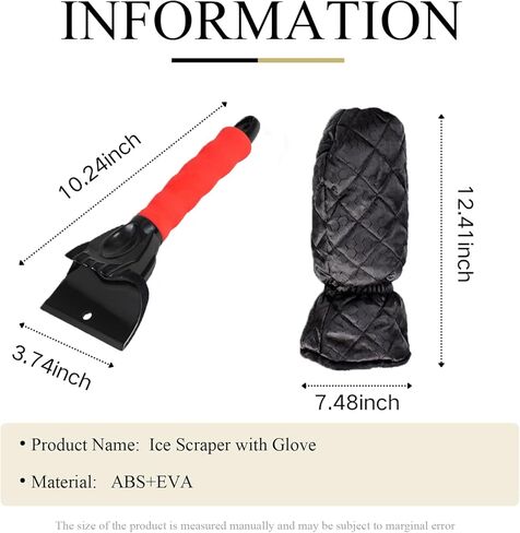 Ice Scraper with Glove - Waterproof Ice Scrapers Snow Removal Tool for Car Windshield, SUV, Truck - Comfortable Mitt Glove for Quick Ice & Snow Removal (Blue) in Saudi Arabia