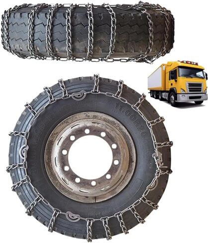 2pcs 9mm Heavy Duty Snow Tire Chains for Suv Pickup Trucks and AVT Traction Chains Manganese Skid Design for Snow and Mud Reliable Grip 6.50-16 2pcs 11.00-20 in Kuwait