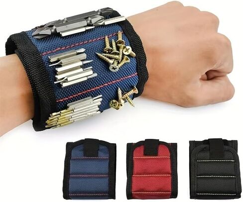 1PC Magnetic DIY Handyman Tool Holder Strong Magnets Fabric Organizer - No Battery Required, Ideal Christmas Gift, Red in Saudi Arabia