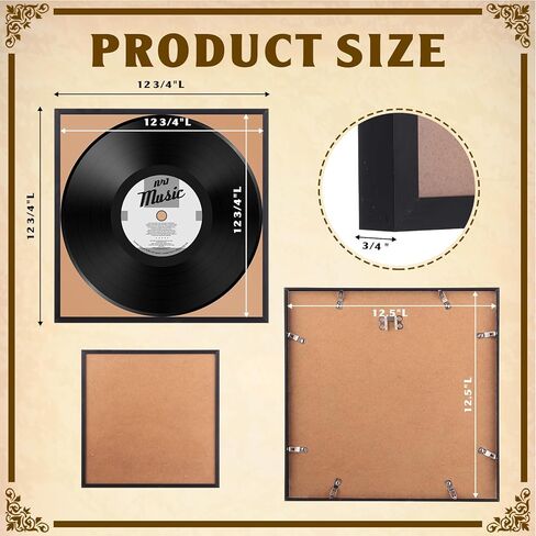 Geetery 18 Pcs Black Vinyl Record Album Frame 12.5 x 12.5 Inch, Aluminum Metal Music Picture Frame Cover Wall Mount with Polished Acrylic for Wall Hanger, LP Record Insert Not Included in Saudi Arabia