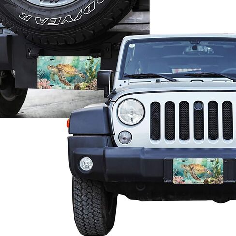 Sea Turtle Coral Seaweed Seabed Front License Plate Car Decorative License Plates Aluminum Metal Decor Accessory Novelty Vanity Tag Cover with 4 Holes for Men Women 6" X 12" in Saudi Arabia