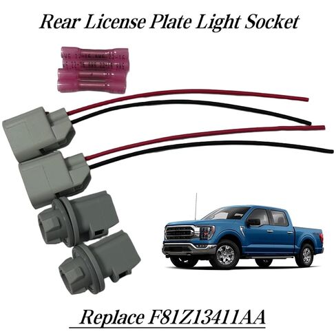 2Pcs Rear License Plate Light Connector Socket and Plug Harness Kit Compatible with Ford F-150 2004–2021, Ranger 1998–2011, Explorer 2006–2010 Replaces F81Z-13411-AA, AL8Z-13411-B in Saudi Arabia