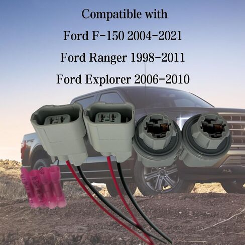 2Pcs Rear License Plate Light Connector Socket and Plug Harness Kit Compatible with Ford F-150 2004–2021, Ranger 1998–2011, Explorer 2006–2010 Replaces F81Z-13411-AA, AL8Z-13411-B in Saudi Arabia