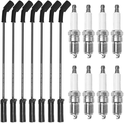 8 Spark Plug Wires 9748HH + 8 Spark Plugs 41-962 For 1999-2006 Chevy Silverado 1500/2500/3500, For GMC Yukon Sierra, Escalade Spark Plugs and Wires Tune Up Kit 16 Pcs in Saudi Arabia