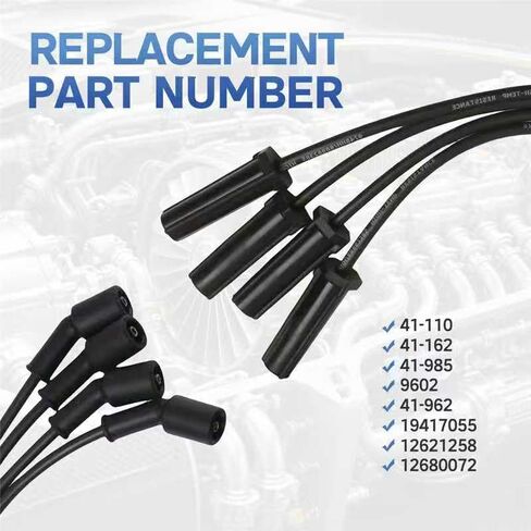 8 Spark Plug Wires 9748HH + 8 Spark Plugs 41-962 For 1999-2006 Chevy Silverado 1500/2500/3500, For GMC Yukon Sierra, Escalade Spark Plugs and Wires Tune Up Kit 16 Pcs in Saudi Arabia