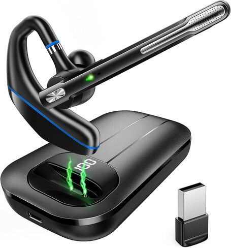 سماعة بلوتوث EKVANBEL V5.3، سماعة أذن لاسلكية مع علبة شحن 1000 مللي أمبير في الساعة، وقت التحدث 96 ساعة، سماعات رأس بخاصية إلغاء الضوضاء بدون استخدام اليدين مع ميكروفون مزدوج للهواتف المحمولة للكمبيوتر، سائق شاحنة في المنزل والعمل في المكتب in Kuwait