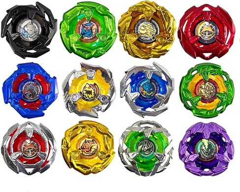 Gyro Battling Set, 12 Spinning Tops, 3 Launchers 1 Grip 3 Middle Rings and 4 Bases, with Storage Box, Kids Toys Birthday Gift Ideal for 6+ Years Old Boys,A in Saudi Arabia