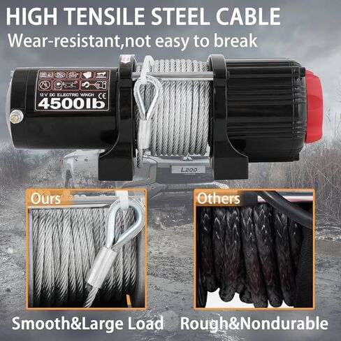 Tool Offroad 4500LBS 12V Recovery Winch with Steel Rope and 2 Wireless Remotes Waterproof Electric Winch for ATV/UTV,Boat Trailer Winch, Black in Saudi Arabia