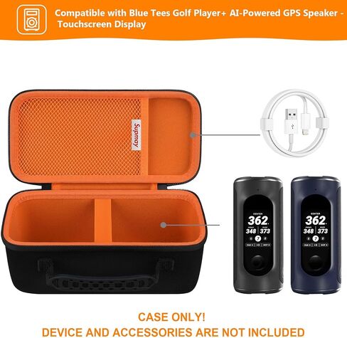 Hard Carrying Case for Blue Tees Golf Player+ GPS Speaker with Touch Screen Display, GPS Speaker Player Protection Case with Mesh Pocket for Charging Cables, Black in Kuwait