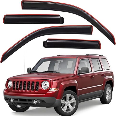 Lightronic WV94359 Outside-Mount Side Window Visor Deflector Rain Guard, Dark Smoke, 4-Pieces Set, Fits 2007-2018 Jeep Patriot in Saudi Arabia