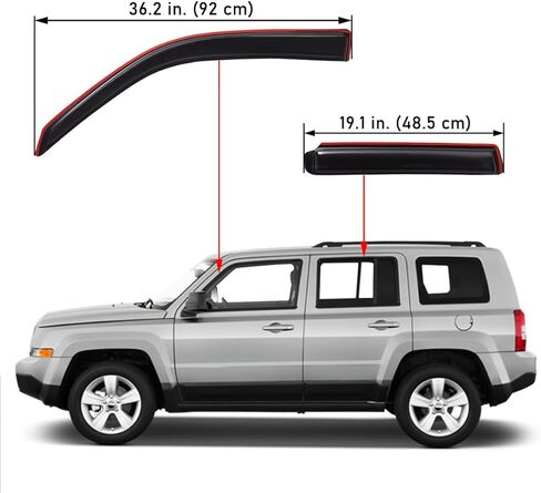 Lightronic WV94359 Outside-Mount Side Window Visor Deflector Rain Guard, Dark Smoke, 4-Pieces Set, Fits 2007-2018 Jeep Patriot in Saudi Arabia